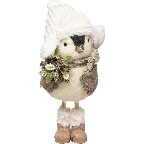 Déco de Noël Pingouin avec chapka et bouquet de fleurs H 26 cm - Feeric Christmas