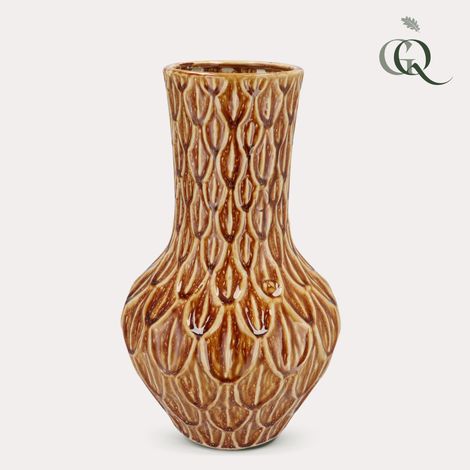 Vase Décoratif en Grès Aspect Naturel Marron Boa Taille M H39 x L23 cm pour Salon et Bureau - PANGIVO (1/5)