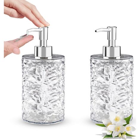 2 Pcs Distributeur Savon,Flacon Pompe Vide,(Ronde) 400ML Distributeur Salle De Bain et Cuisine,pour Savons Liquides pour Les Mains,Shampoing,Nettoyant pour Le Visage (1/5)