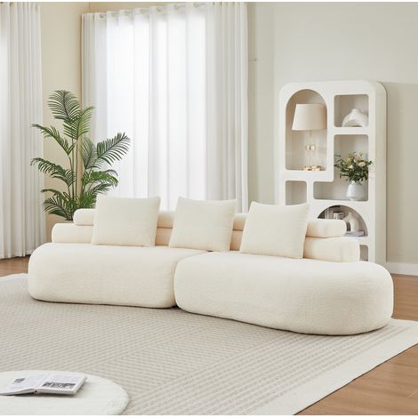 Modulares 2-teiliges Chenille-Sofa, 3-Sitzer, hellbeige, OKMYHOME (1/5)