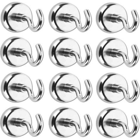 12 ganci magnetici con magneti al neodimio, potenti magneti al neodimio con forza di attrazione di 5,5 kg (1/4)