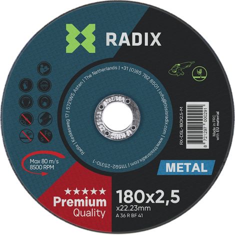 Disque à tronçonner métal - Radix - 180 x 2.5 x 22.23 mm (1/2)