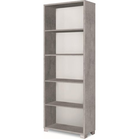 Libreria a Giorno 5 Ripiani 70x29x190 cm Cemento