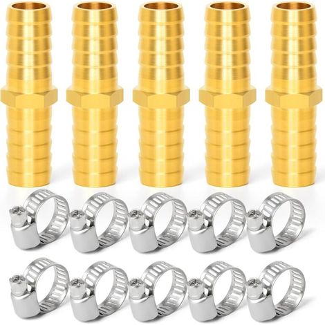 8-teiliges 6-mm-Schlauchanschluss-Set aus Messing, 90°-Winkelstück, Y-förmiger Luftanschluss, 2-Wege-T-Stück für Kraftstoff/Luft/Wasser/Öl/Gas/WOG (2 mm). (1/5)