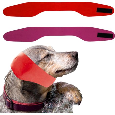 Lot de 2 protège-oreilles imperméables pour chien, idéaux pour la natation et le bain. Protection ajustable pour chiots et chiens, maintien sûr et confortable. Rose et rouge, grande taille. (1/5)