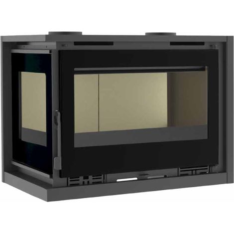 Insertable de Leña 80 cm a 2 Caras Rincón Izquierda con Turbinas FM Modelo IT-182 IK Cristal Serigrafiado (1/4)
