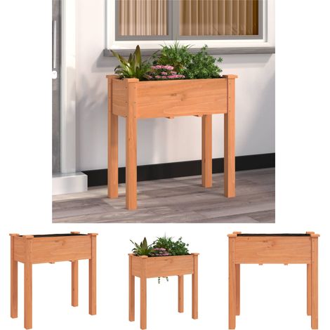 The Living Store - Pflanzkübel mit Einsatz Braun 71x37x76 cm Massivholz Tanne (1/5)