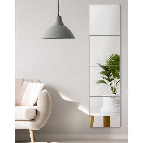 4 Miroir adhesif Mural, Miroir Mural Autocollant Acrylique, 30x30cm, pour Salon, Chambre, Salle de Bain