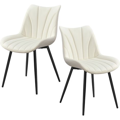 Homevive Juego de 2 Sillas de Comedor con Respaldo Sillones sin Brazos con Patas Metálicas para Cocina Salón, Beige (1/5)