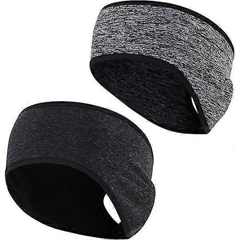 Set mit 2 Fleece-Stirnbändern für Pferdeschwänze, Wintersport-Stirnbänder, leichtes Winterstirnband mit Fleece-Ohrenklappen, Größe S