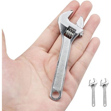 2 llaves ajustables, 150 mm de largo, acero plateado, mini llave ajustable para la industria y reparación de automóviles. (1/5)