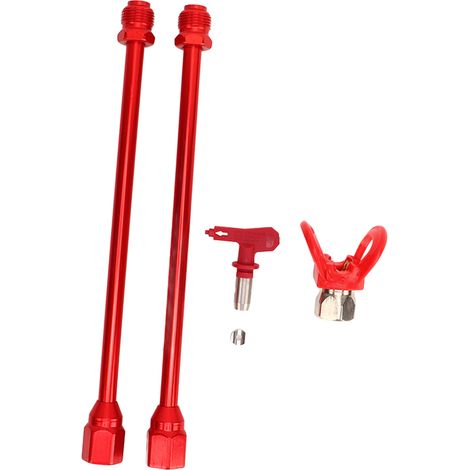 Rallonge pour pistolet à peinture sans air avec support pour pistolet, tête en acier inoxydable, rouge. (1/5)