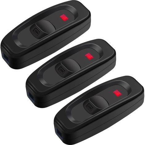 3pcs 250V 10A In-Line Switch Corded Device Switch with LED Indicator, On/Off Button for Table Lamp, Desk and Bed (1/5)