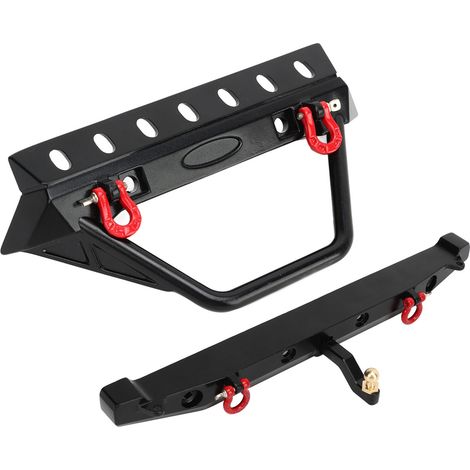 Pare-chocs avant et arrière noirs pour crawler RC, avec supports de treuil et feux LED, compatibles avec Axial SCX10 90046, SCX10 III AXI03007 et AXI03003 (5-11 V). (1/5)
