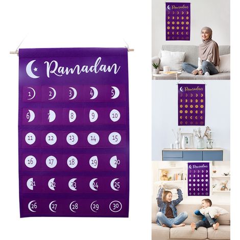 Eid-Filzstoff-Countdown-Kalender Mubarak Ramadan Adventskalender Wanddekorationen (1/4)
