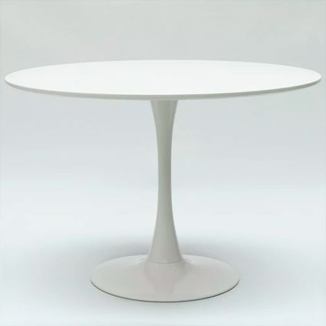 ORION91oficial® - Mesa Redonda Tapa lacada Color Blanco (Ø90x75 cm) Base Metálica , Estilo Nórdico, Bar, Restaurante, Hostelería, Comedor, Salón, Cocina, Teletrabajo, Oficina - spaziOrion91
