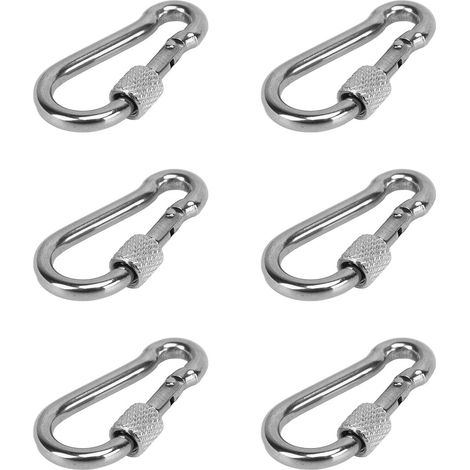 Set mit 6 Federclips, Edelstahl, hohe Belastbarkeit, Schlüsselring-Verbindungsclips, geeignet für Camping, 4 mm. (1/4)