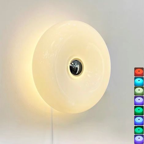 Applique murale LED avec télécommande, lampe de chevet murale, applique murale donut, lampe décorative Bauhaus, applique tactile, lumière RGB réglable (1/5)