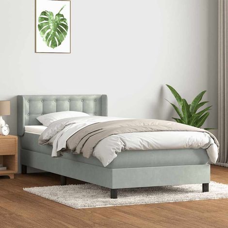 Boxspringbett mit Matratze Hellgrau 80x220 cm Samt