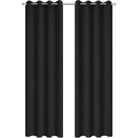 2 Pièces Rideaux Occultants Thermiques pour Salon - 140x240cm - Noir (1/4)