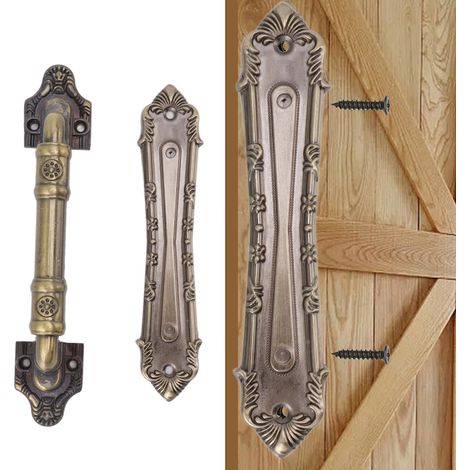 Poignée de porte coulissante de style américain facile à installer, conception double face, grande poignée montée en surface pour portes coulissantes, 9861 bronze antique. (1/5)