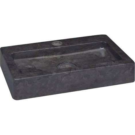 Vasque à poser Lavabo à poser avec bonde Noir 38x24x6,5 cm Marbre (1/5)