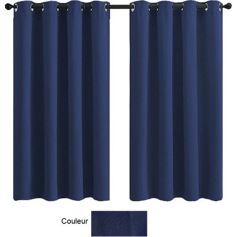 MINKUROW Cortinas Opacas Con Aislamiento Térmico, Diseño Moderno Con Ojales, Cortinas Para Dormitorio Y Salón, 132x183 Cm (Ancho X Alto), Azul Oscuro (1/5)