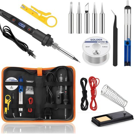 Fer a Souder, Température Réglable 180-500°C, 15 in 1 Soldering Iron avec Affichage LCD de la Température, Station de Soudage 80W pour Débutants, Réparation électronique, DIY (1/5)