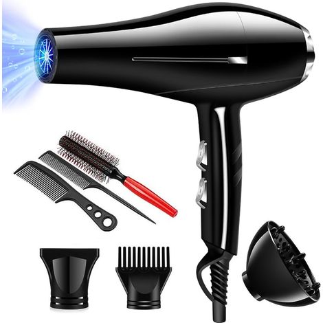 Seche Cheveux Professionnel, 2400W Puissant Moteur AC Sèche Température Constante avec 3 Niveaux de Températures, 3 Vitesses
