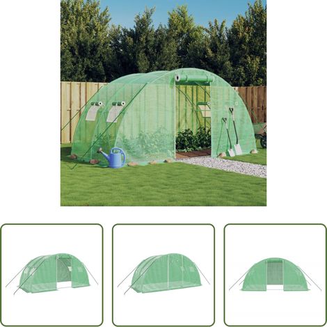 vidaXL Serre vert - Serre avec cadre en acier vert 8 m² 4x2x2 m (1/5)