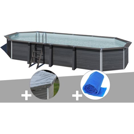 Kit piscine composite Gré Avant-Garde ovale 8,04 x 3,86 x 1,24 m + Bâche hiver + Bâche à bulles
