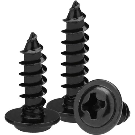 200 vis à tôle tête ronde Phillips noires M1.4 M1.7, longueur 3–12 mm (12 x pièces)