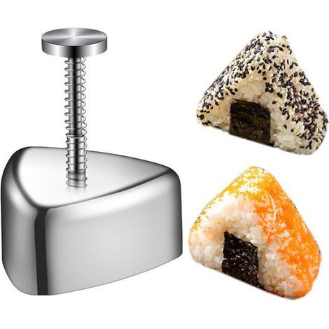 Moule à boulettes de riz - 9,5 × 7,5 × 3,5 cm - Argenté - Moule à riz pour boîtes à bento enfants - Ustensiles de cuisine - Moule à sushis - Driehoek - RV (1/5)