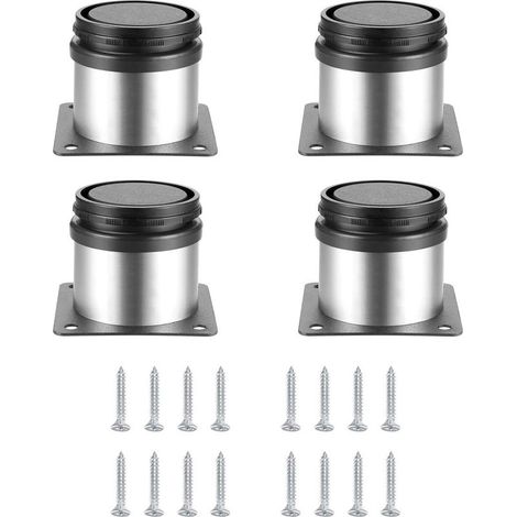 4 Pièces Pieds de Meubles Réglables, Pied de Table Reglable Hauteur Métal, Pieds Meuble Cuisine, Pieds de Meubles Armoires éTagèRes Table Acier Inoxydable, avec Vis (50X50MM, Argent) (1/5)