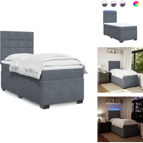 Boxspringbett mit Matratze Dunkelgrau 90x200 cm Samt - Boxspringbett - Boxspringbetten - Bett - Betten (1/5)