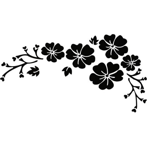 Pegatina para coche con forma de flor, elegante pegatina para coche, estampado floral grabado, pegatina de goma, 30 x 14 cm (1/5)