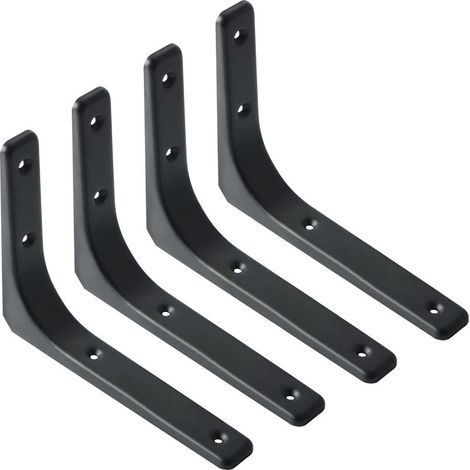 Lot de 4 supports d’étagère flottante en bois noir – dimensions 200 x 150 mm, fixation murale discrète et robuste (1/5)