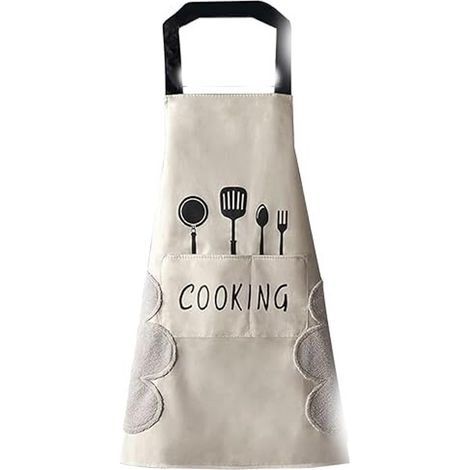 Tablier de cuisine et barbecue en PVC imperméable et résistant à l'huile avec poches et réglage facile pour cuisine restauration peinture loisirs créatifs et travaux manuels couleur blanche (1/5)