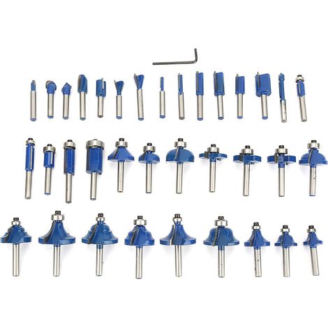 35-teiliges 1/4-Zoll-Fräserset, professioneller Schaft, Hartmetall-Fräser, blau (1/5)