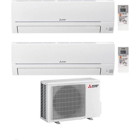 Mitsubishi Climatizzatore Dual Split Linea Smart MSZ-HR 9+9 con MXZ-2HA40VF con Inverter R-32 Wi-Fi Opt. Classe A++