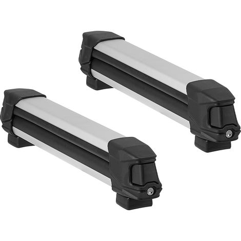 Mophorn Portaesquís de techo para hasta 4 pares de esquís o 2 tablas de snowboard, 2 unidades,soporte de aleación de aluminio compatible con la mayoría de barras transversales, color negro
