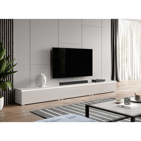 Meuble TV 300 cm – Lowboard avec éclairage LED – Anthracite – Design minimaliste avec abattants sans poignées – Furnix (1/5)
