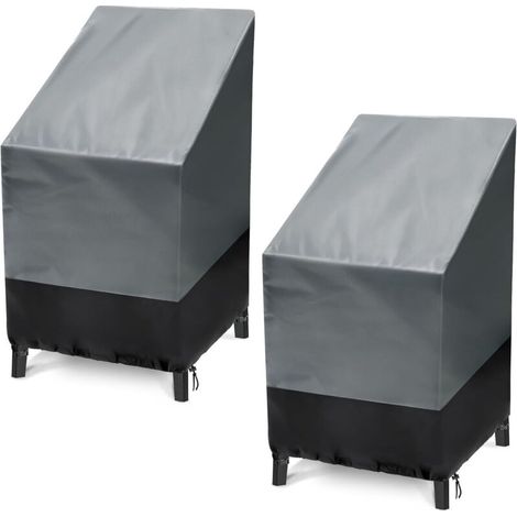 Housses de chaises d'extérieur, lot de 2, imperméables, pour chaises empilables, pour patio (63,5 cm l x 63,5 cm P x 119,4 cm H) (1/5)