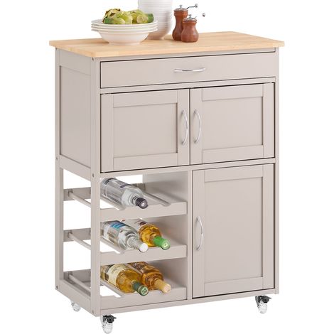 SoBuy FKW45-KA Carrito de Cocina con 3 Puertas y 1 Cajón L67cm x H87cm x D38cm