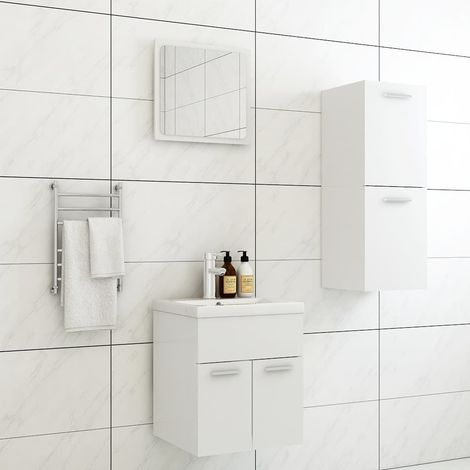 vidaXL Bathroom Furniture Set White Engineered Wood (1/5)