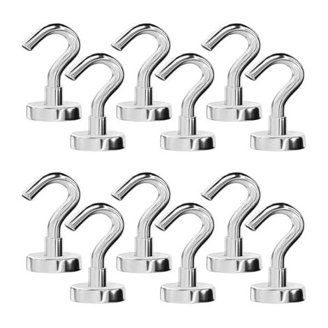 Crochets Magnétiques Extra Puissants,10 pcs Aimants à Crochet en Acier Inoxydable,Aimants ronds œillets,Aimant œillets Avec Crochet,pour,Garage,Bureau et Camping - (1/5)