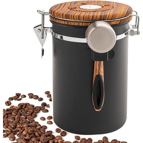 1500/1800 ml Kaffeedose aus Edelstahl, luftdicht, zur Aufbewahrung von Lebensmitteln, mit Löffel