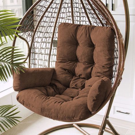 Egg Chair Cushion, Swing Chair Cushion, Thickened Soft, Removable and Washable Hanging Basket Chair Cushion with Cushions and Armrests, 50x125cm (Color: Brown) (1/4)