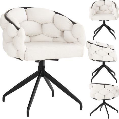 Lot de 4 chaises de luxe pivotantes 360°,pour salon,salle à manger et maquillage,moderne,dossier,ergonomique,style bulle,beige.