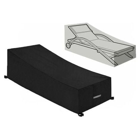 ZVD - Funda protectora promocional, impermeable, cortavientos y anti-UV, de tela Oxford 210D para tumbonas y sillas de playa (210 x 75 x 40/80 cm), color negro (1/4)
